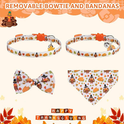 SCENEREAL Fall Thanksgiving Cat Bandana Collar - Image 5