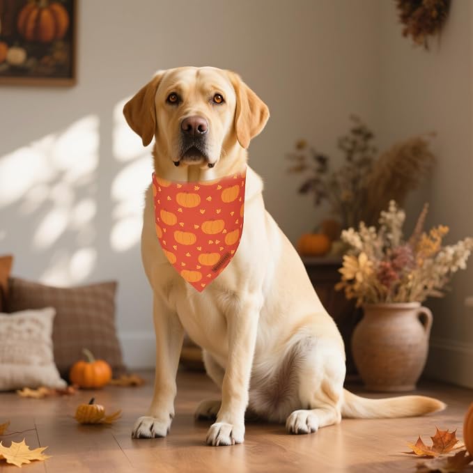 ADOGGYGO Thanksgiving Dog Bandanas 2 Pack, Reversible Pumpkin Turkey Pet Scarf - Image 2