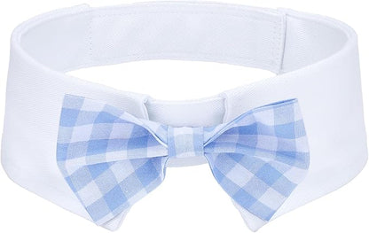 Segarty Dog Bow Tie for Neck Girth 16.5-21.2in, Adjustable Light Blue Plaid by Segarty