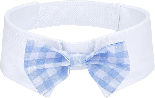 Segarty Dog Bow Tie for Neck Girth 16.5-21.2in, Adjustable Light Blue Plaid by Segarty