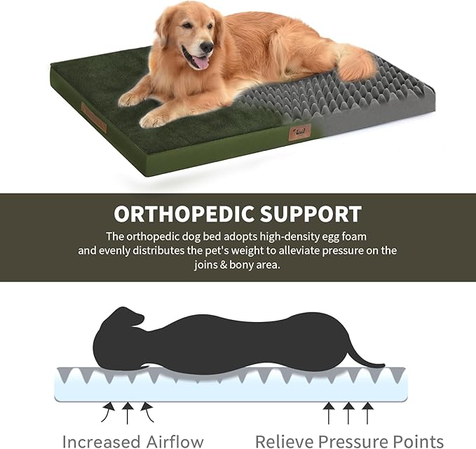 Plush Orthopedic Dog Bed for Medium Dogs & Puppies, Waterproof Dog Beds 29x18 - Image 2