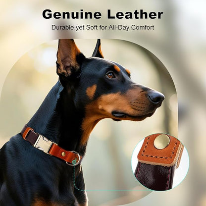 Plutus Pet Genuine Leather & Hemp Dog Collar – Adjustable Heavy Duty Pet Collar - Image 3