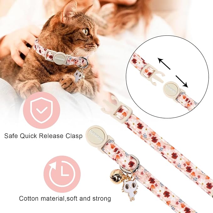Cat Collar, 2 Pack Cute Cat Collars Breakaway - Image 3