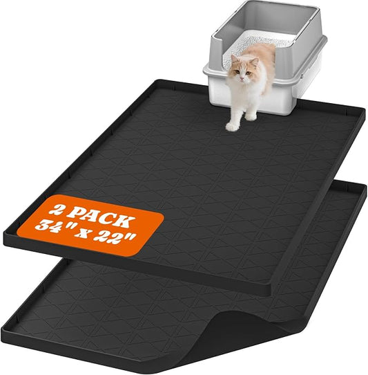 Cat Litter Mat, Large 34" x 22" Litter Box Mat, 2 Packs Cat Litter Box Mat by Pawtners