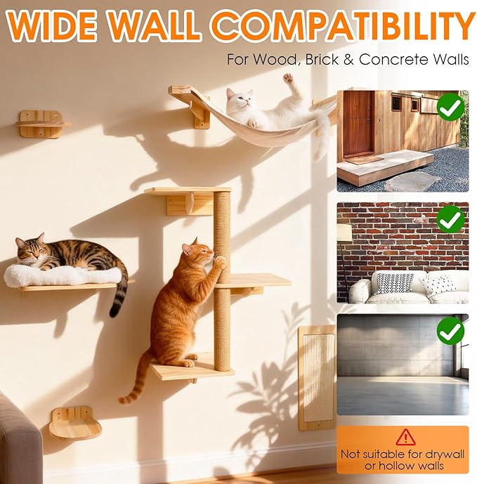 6in1 Cat Wall Shelves Climbing Systems, Large Cat Furniture Shelf Set Wall - Image 7