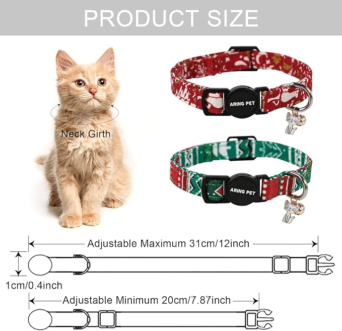 ARING PET 2 Pack Christmas Cat Collars-Cute Cat Collar Breakaway - Image 6