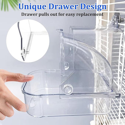 Tfwadmx Bird Cage Bath Hanging Parrot Bath Tub Water Shower Food Feeder Holder - Image 3