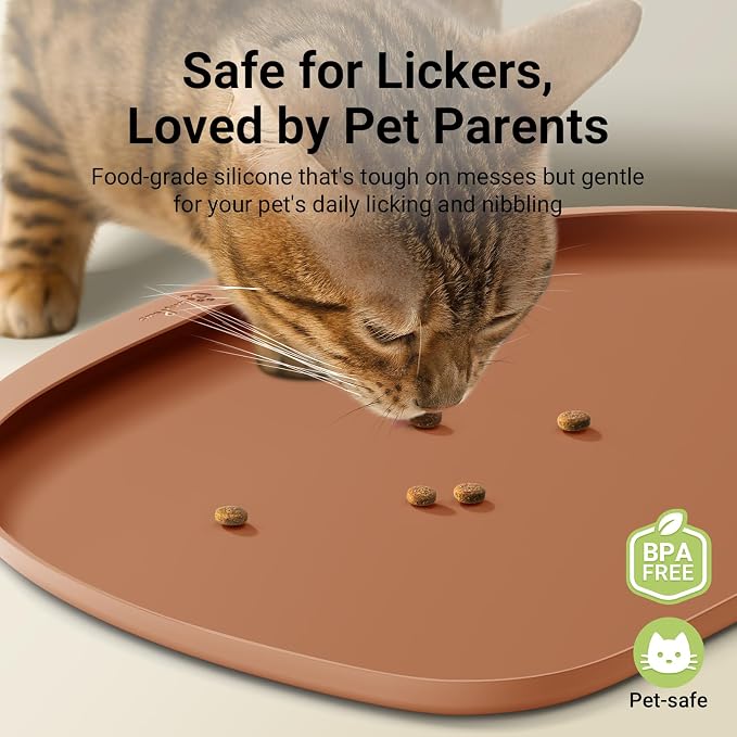 DownyPaws Cat Food Mats for Floors Waterproof, BPA Free Silicone Pet Feeding Mat - Image 2