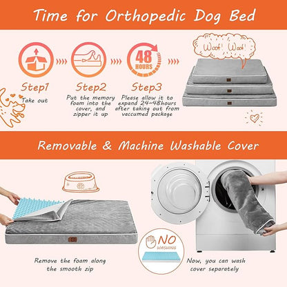 EHEYCIGA Waterproof Dog Bed Orthopedic 35"x23", Memory Foam Pet Bed - Image 7