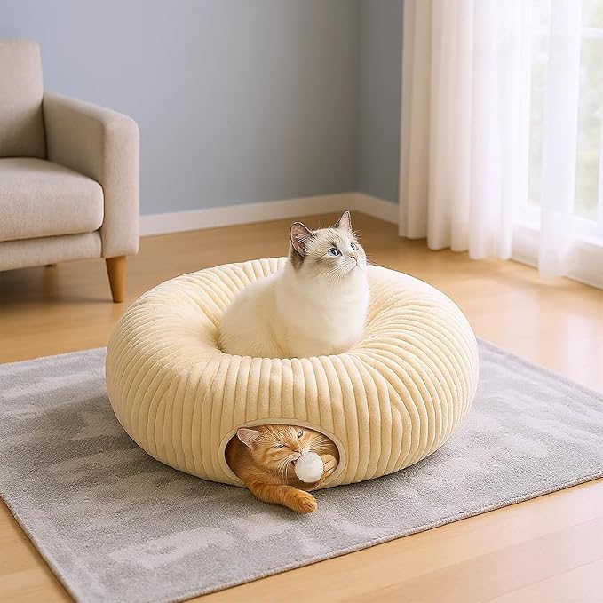 Cat Tunnel Bed with 40 Pcs Interactive Cat Toys, Cat Tube with Kitten Toys - Image 4