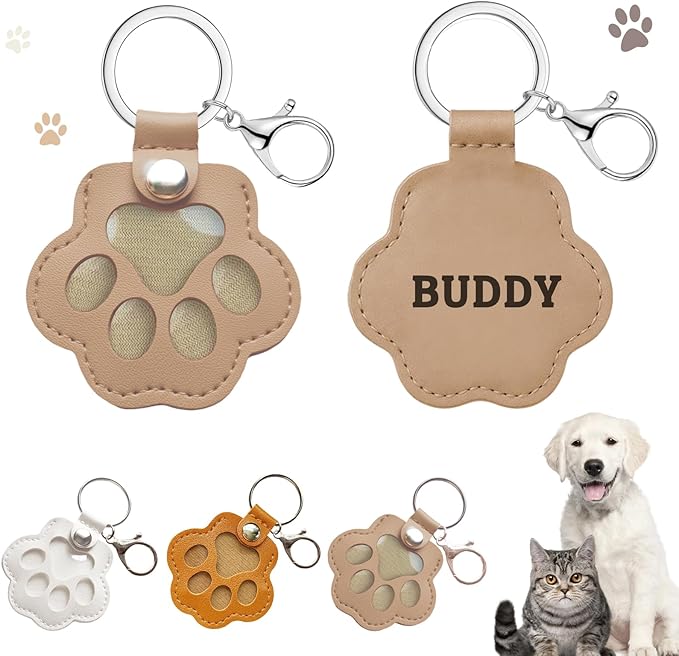 Dog Hair Keychain, Leather Pet Hair Collector Keychains, Pet Fur Keepsake Gift by Overket