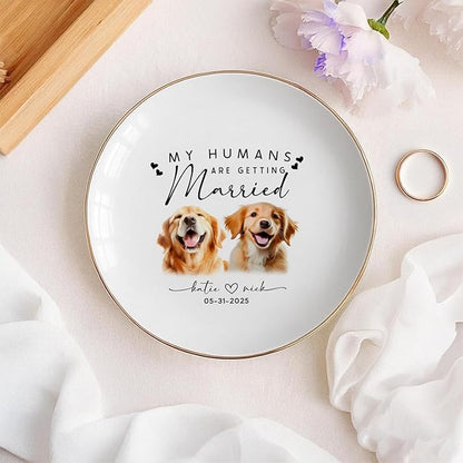 Custom Pet Portrait Watercolor Ring Dish, My Humans Are Getting Married Jewelry - Image 5