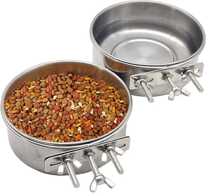 PINVNBY 2pcs Stainless Steel Bird Bowl Feeding Dish Cups by PINVNBY