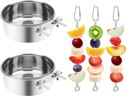 2 Pcs Bird Feeder Bowls with 3 Pcs Food Holder by VOXGET