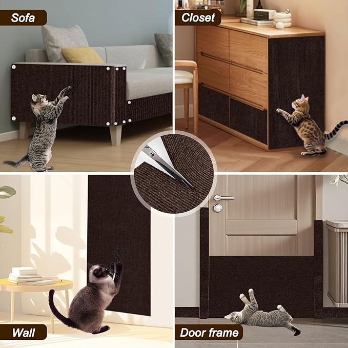 Cat Scratch Mat, 118.5"x15.9" Trimmable Self-Adhesive Cats Scratch Carpet - Image 8