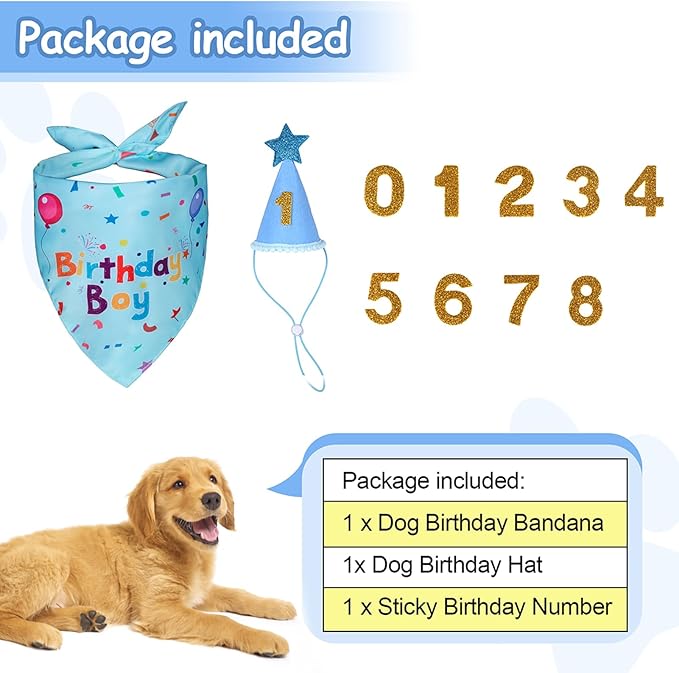 Dog Birthday Bandana Set, Dog Birthday Party Supplies, Puppy Boy Girl Birthday - Image 3