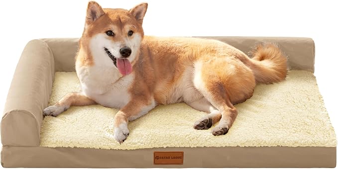 Patas Lague Orthopedic Dog Bed Medium Size Dog 30''X20'', Waterproof L Bolster by PatasLague