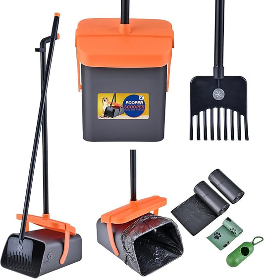 Dog Pooper Scooper Swivel Bin & Rake Kit by HOME