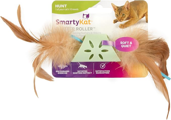 SmartyKat Flutter Roller Feather & Ribbon Chase Cat Toy - Image 6