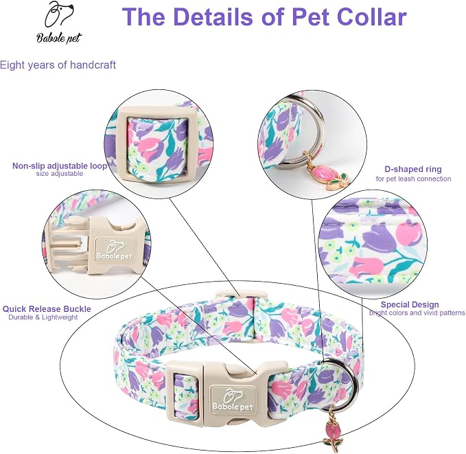 Floral Dog Collar for Medium Dogs - Image 3