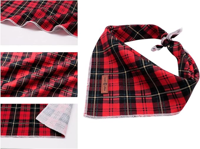 Lionet Paws Christmas Dog Bandana Washable Cotton Handkerchief Scarf Triangle - Image 4