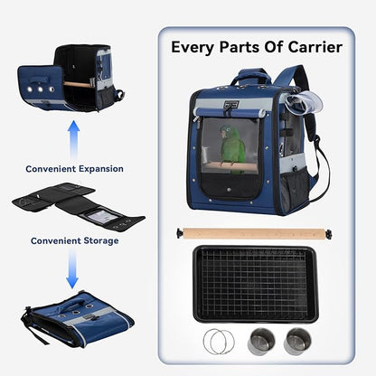 Petsfit Bird Carrier with Anti-Pecking Band, Bird Backpack Carrier with 2 Level - Image 6