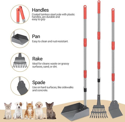 Heeyoo Dog Pooper Scooper, Dog Poop Tray and Rake Set, Pet Waste Removal Scoop - Image 2