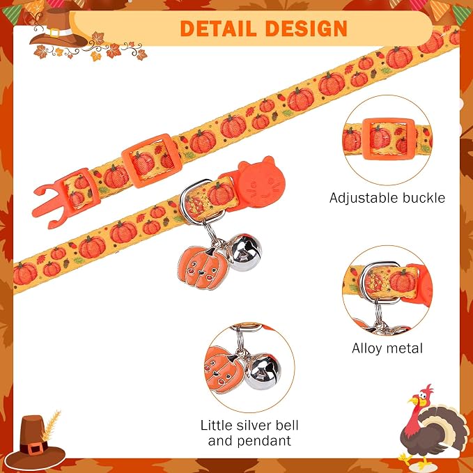SCENEREAL Fall Thanksgiving Cat Collar Breakaway Girl Boy, Safety Buckle Soft - Image 4