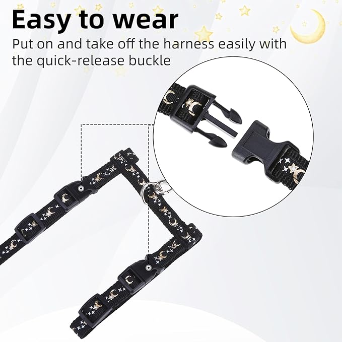 PUPTECK Adjustable Cat Harness and Leash Set Escape Proof Kitten Strap Collar - Image 4
