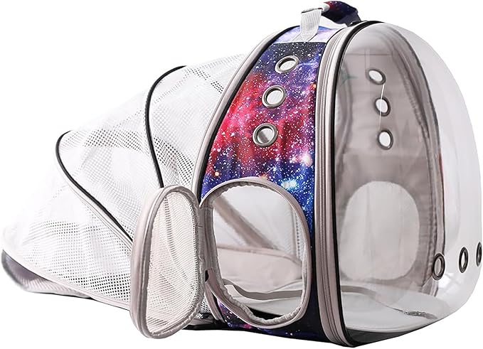 Galaxy Blue Cat Bubble Backpack, Back Extension Space Capsule Astronaut Clear by halinfer