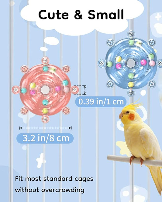 Pawfly 2 Pcs Bird Toys for Parakeets, Spinning Wheel Chew Toys, Interactive - Image 2