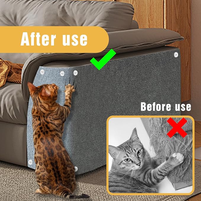 3PCS Cat Scratch Mat, 39.4"x11.9" DIY Trimmable Self-Adhesive Cat Scratching Mat - Image 5
