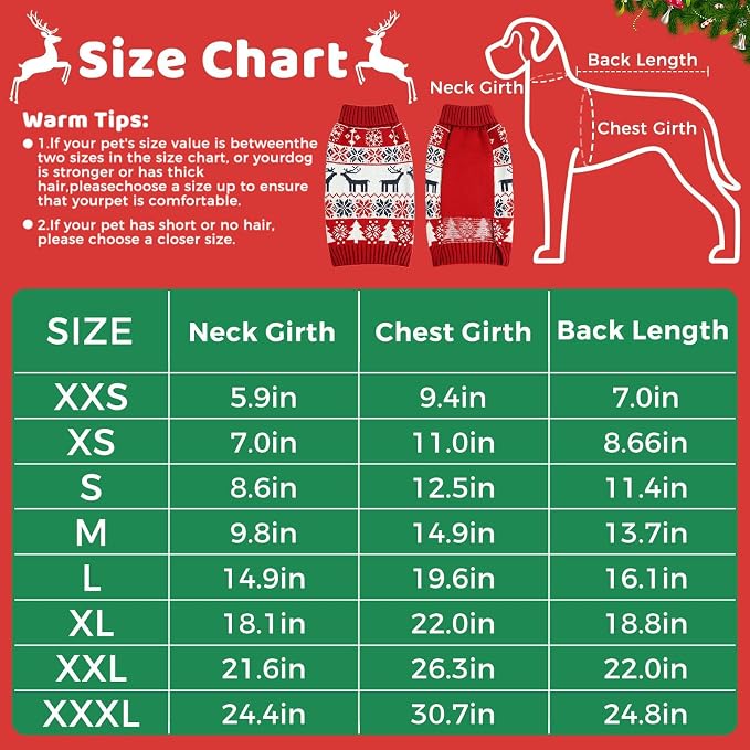 Dog Christmas Sweater, Soft Warm Pet Clothes Coat - Image 5