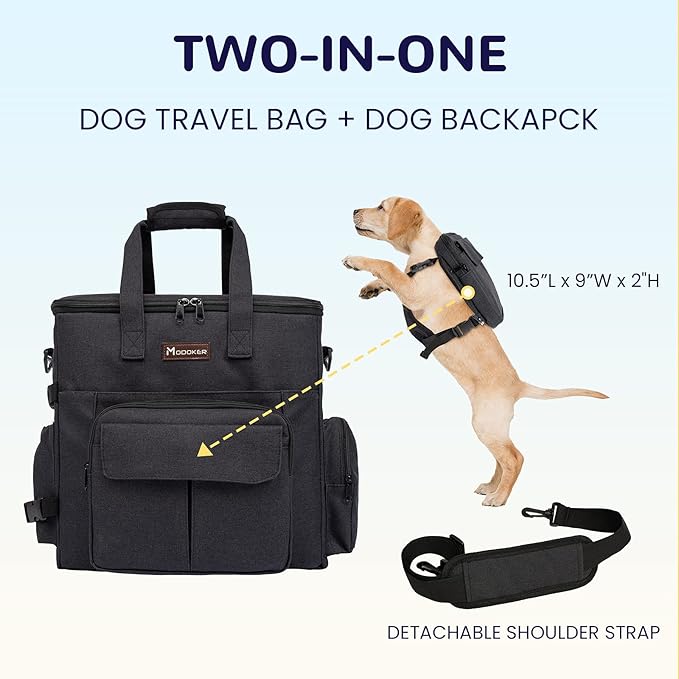 Modoker Dog Travel Bag with 2 Collapsible Dog Bowls, 1 Dog Backpack, Airline - Image 2