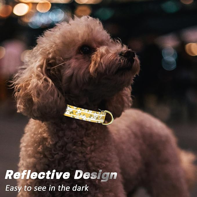 Reflective Dog Collar for Medium Dogs, Cute Flower Theme Adjustable Heavy-Duty - Image 3