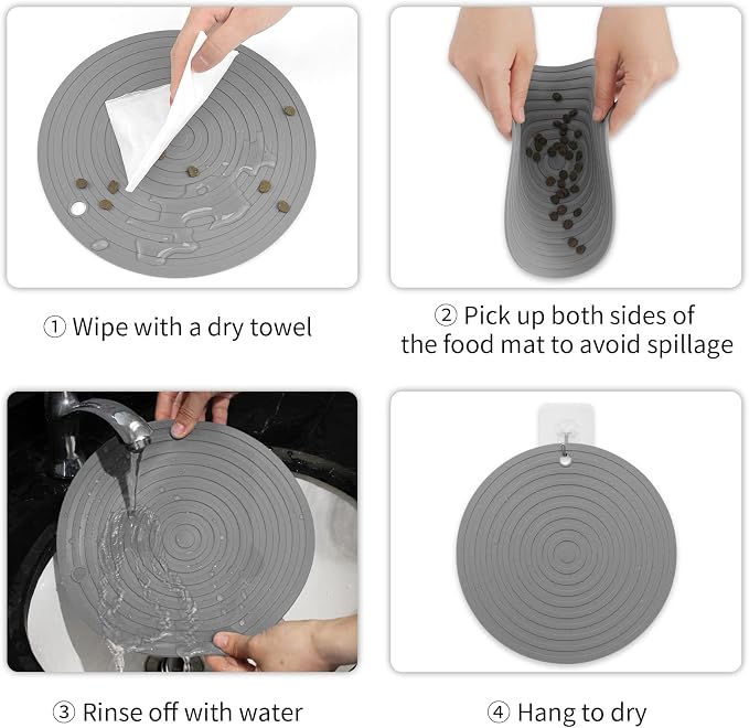 Ptlom 2pcs Pet Placemat for Dogs and Cats, Waterproof Silicone Dog Feeding Bowl - Image 6