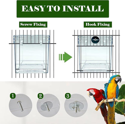 kathson Acrylic Bird Cage Bath Box, Parrot Hanging Tube Shower Box Birds - Image 6