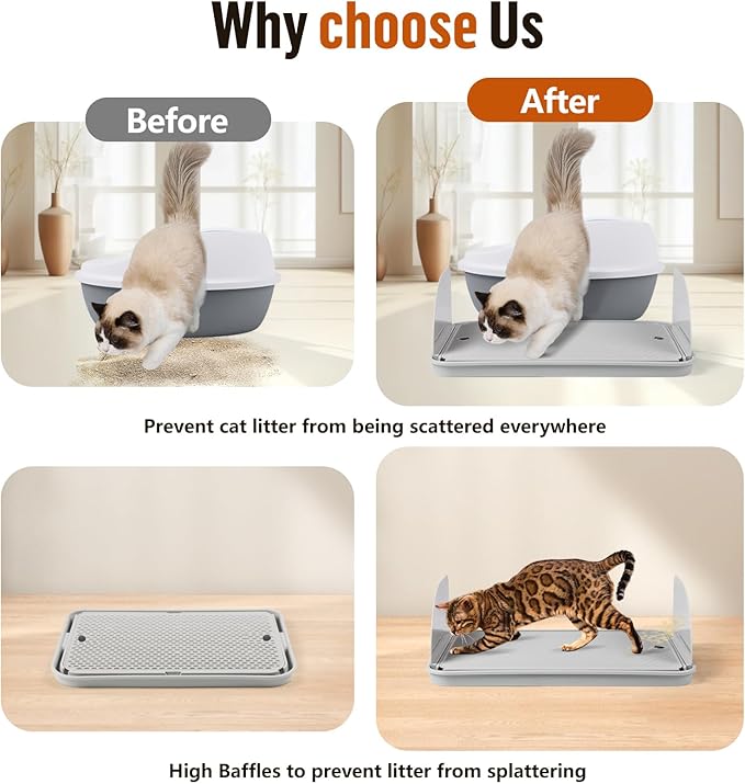 Cat Litter Box Step with Removable Splash-Proof Baffles, Large Pet Ramp - Image 5