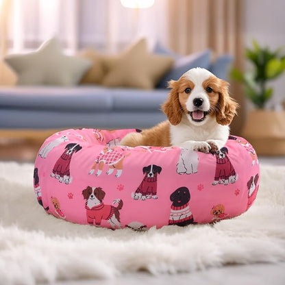 Round Replacement Dog Bed Covers Elastic Edged Washable Pet Bed Protector - Image 3