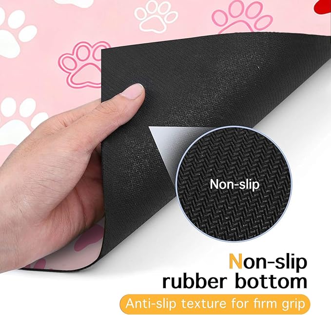 Puppy Paw Print Pet Feeding Mat 24x16 Inch Cute Pet Feeding Area Mat Pet Food - Image 7