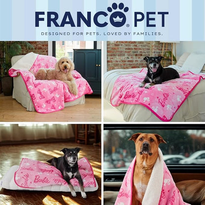 Franco Pet Barbie Super Soft Cozy Waterproof Sherpa-Backed Blanket Throw - Image 7