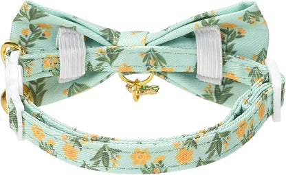 2 Pack Cat Collars, Removable Bowtie, Floral Pattern, Safety Breakaway Clasp - Image 7