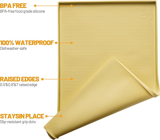 Hubulk Dog Feeding Mat, 100% Waterproof Food Grade Silicone Pet Food and Water - Image 2