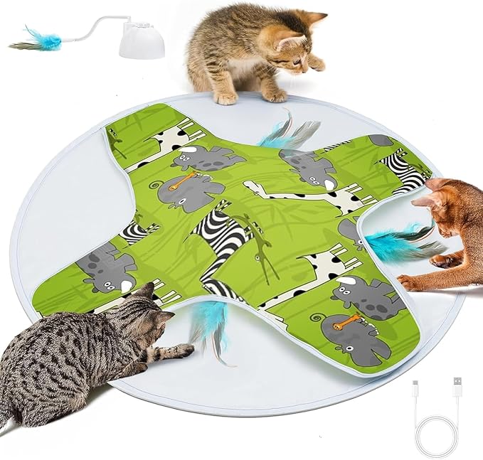 LONGJUMP Cat Toys, Cat Toys for Indoor Cats, Moving Concealed Feathers by LONGJUMP