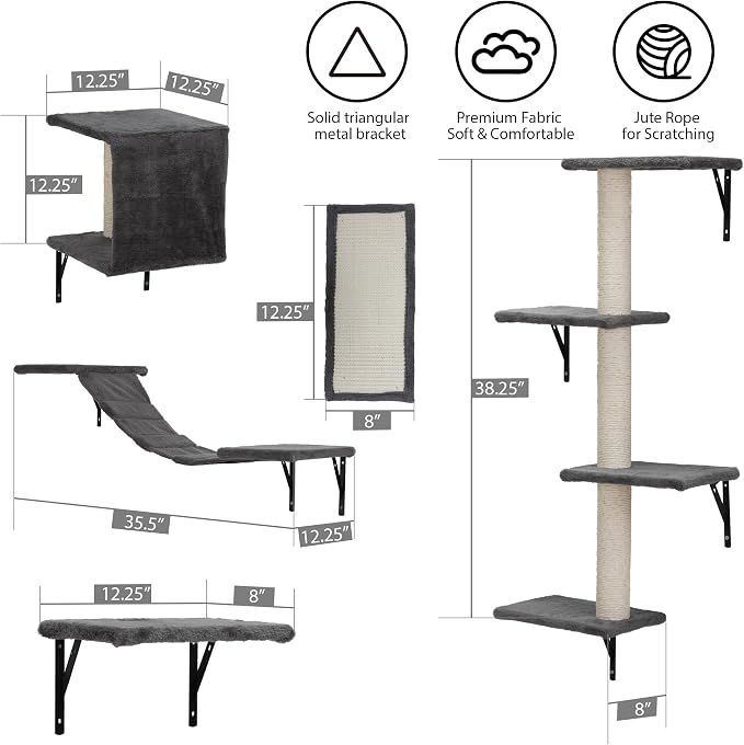 COZIWOW Wall Mounted Cat Furniture, Cat Wall Shelves and Perches, Floating Cat - Image 6