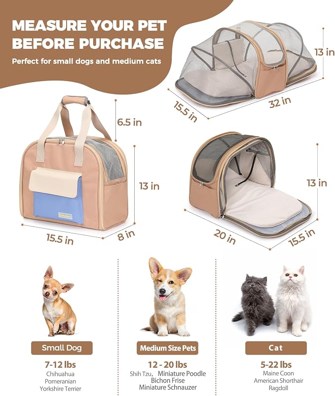 Expandable Cat & Small Dog Carrier Backpack, Soft-Sided Airline-Approved Pet - Image 2