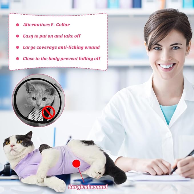 Cat Recovery Suit for Abdominal Wounds or Skin Diseases, Cat Onesie for Cats - Image 2
