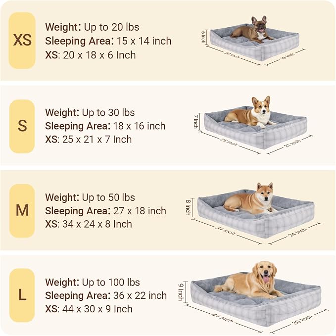 MIHIKK Rectangle Dog Beds for Small Medium Dogs & Cats, Orthopedic Sleeping Pet - Image 4