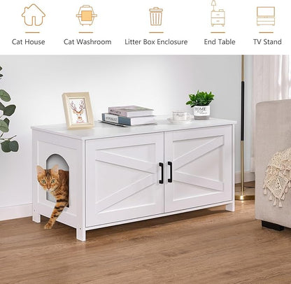 Homhedy 39.4" L Cat Litter Box Enclosure, Pet House - Image 6