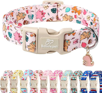 Cute Dinosaur Dog Collar, Adjustable Pink Dino Dog Collars by Babolepet